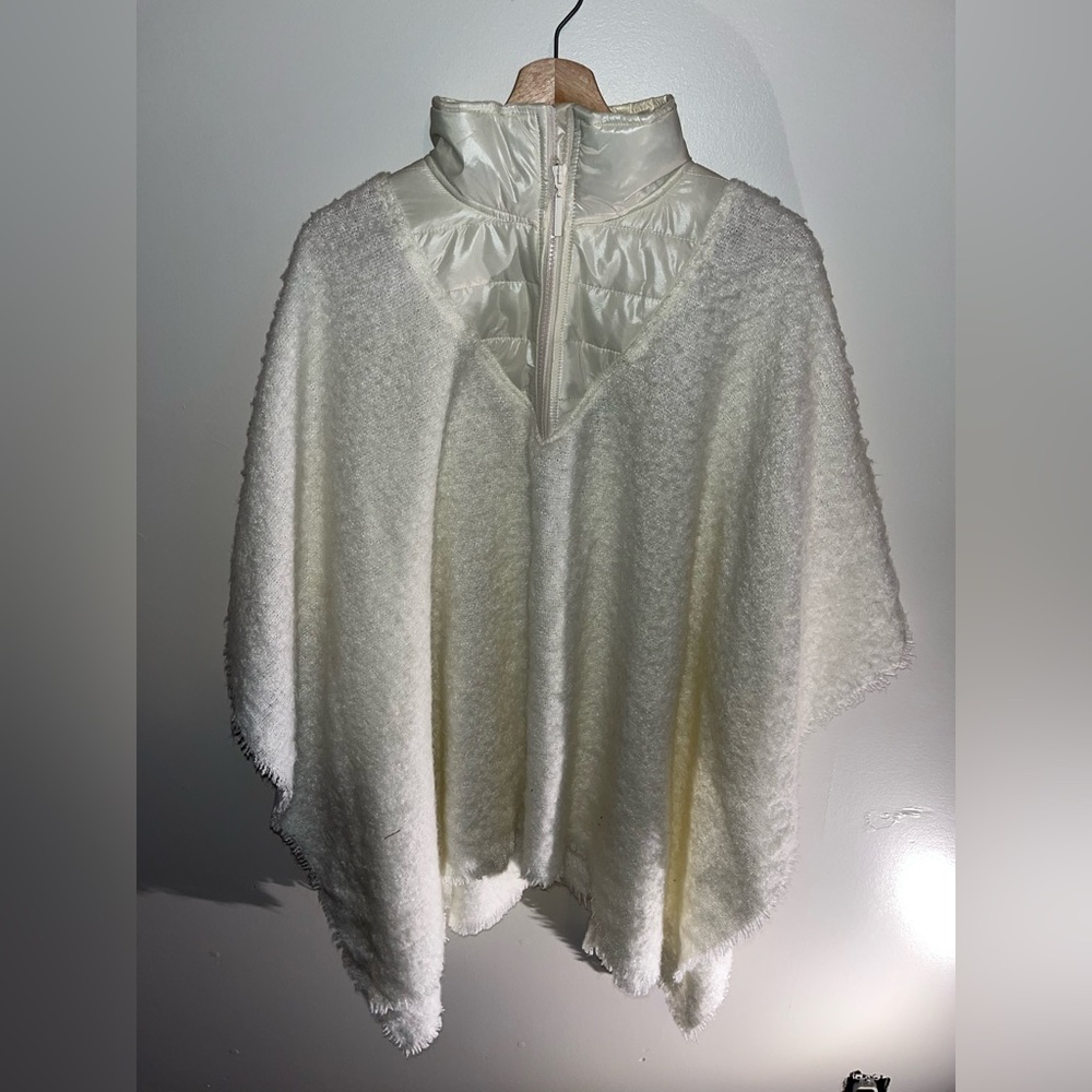 NWT Marc New York  Ivory Bonemushroom One Size 10" Zip Poncho